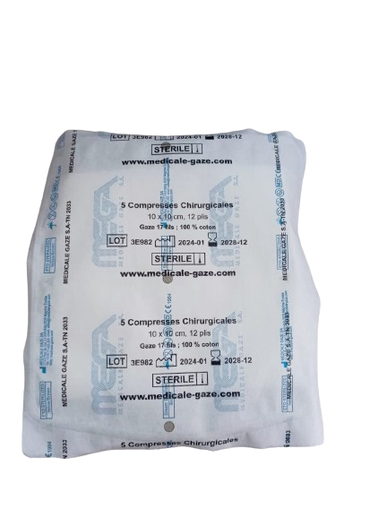 Compresse stérile 10*10cm Sachet de 5