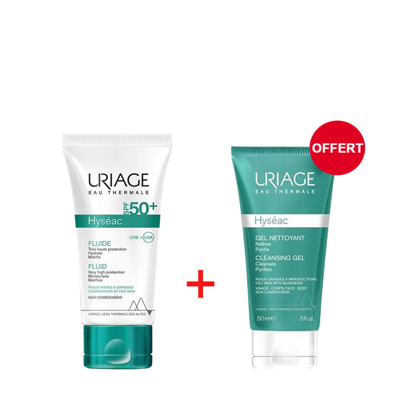Uriage Hyséac - Ecran solaire fluide spf50+ Et 50ml (Gel nettoyant 50ml offert)